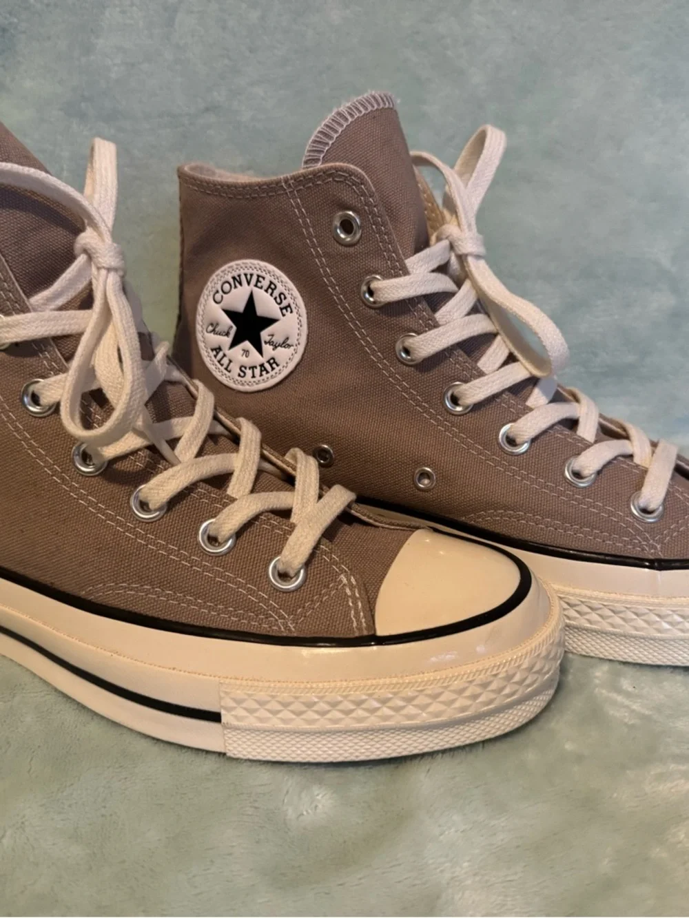 Converse Chuck Taylor High-Top Sneakers in Taupe and Cream - Picture 2 of 4